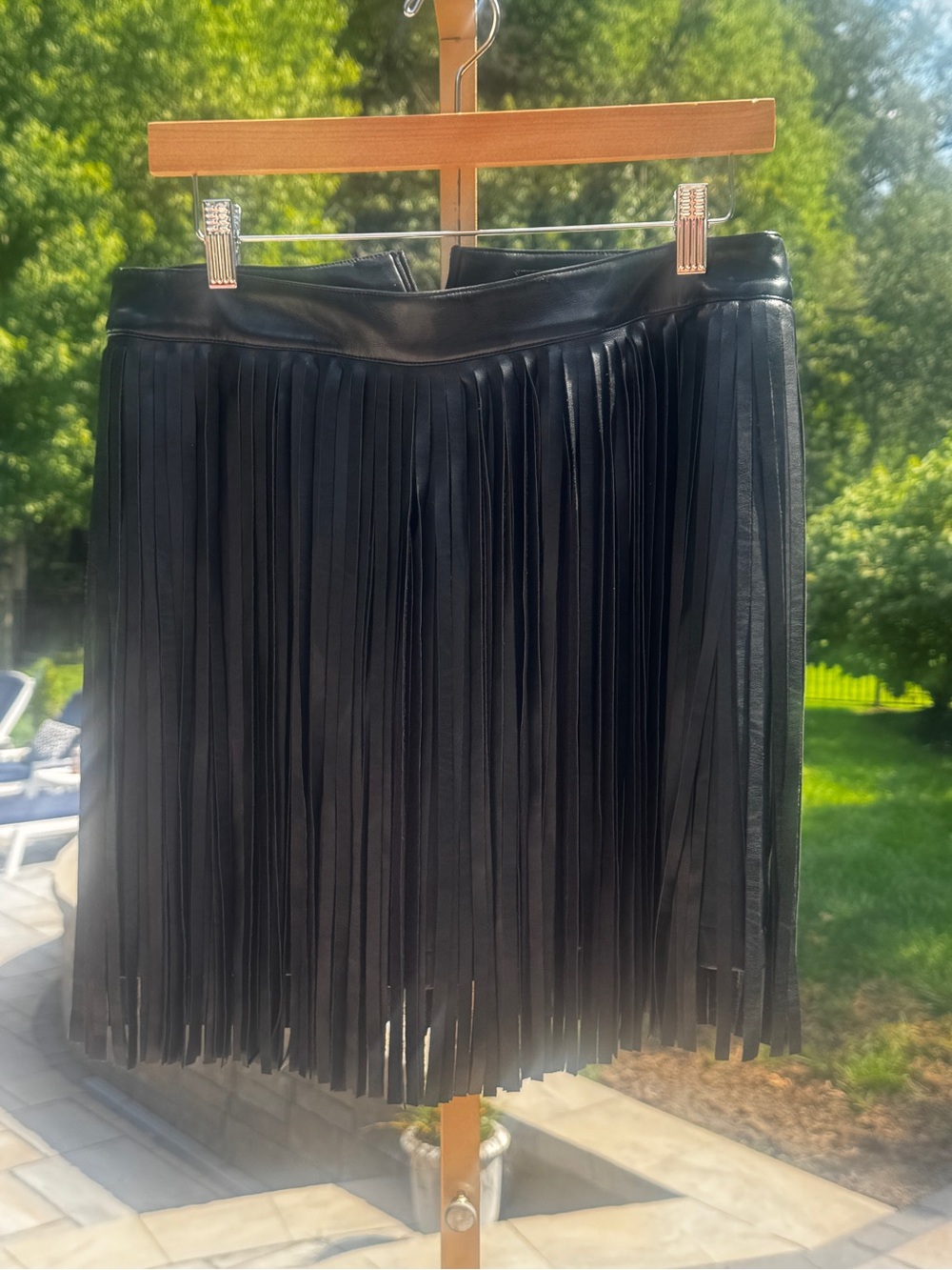 Nasty Gal Faux soft Leather Fringe Skirt Size 8 Uk 12 Western Black Party